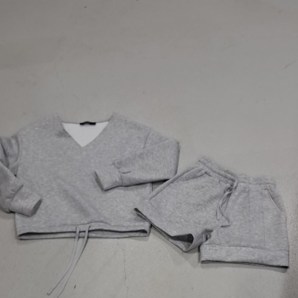 NWOT Gray V-Neck Sweater and Shorts Set